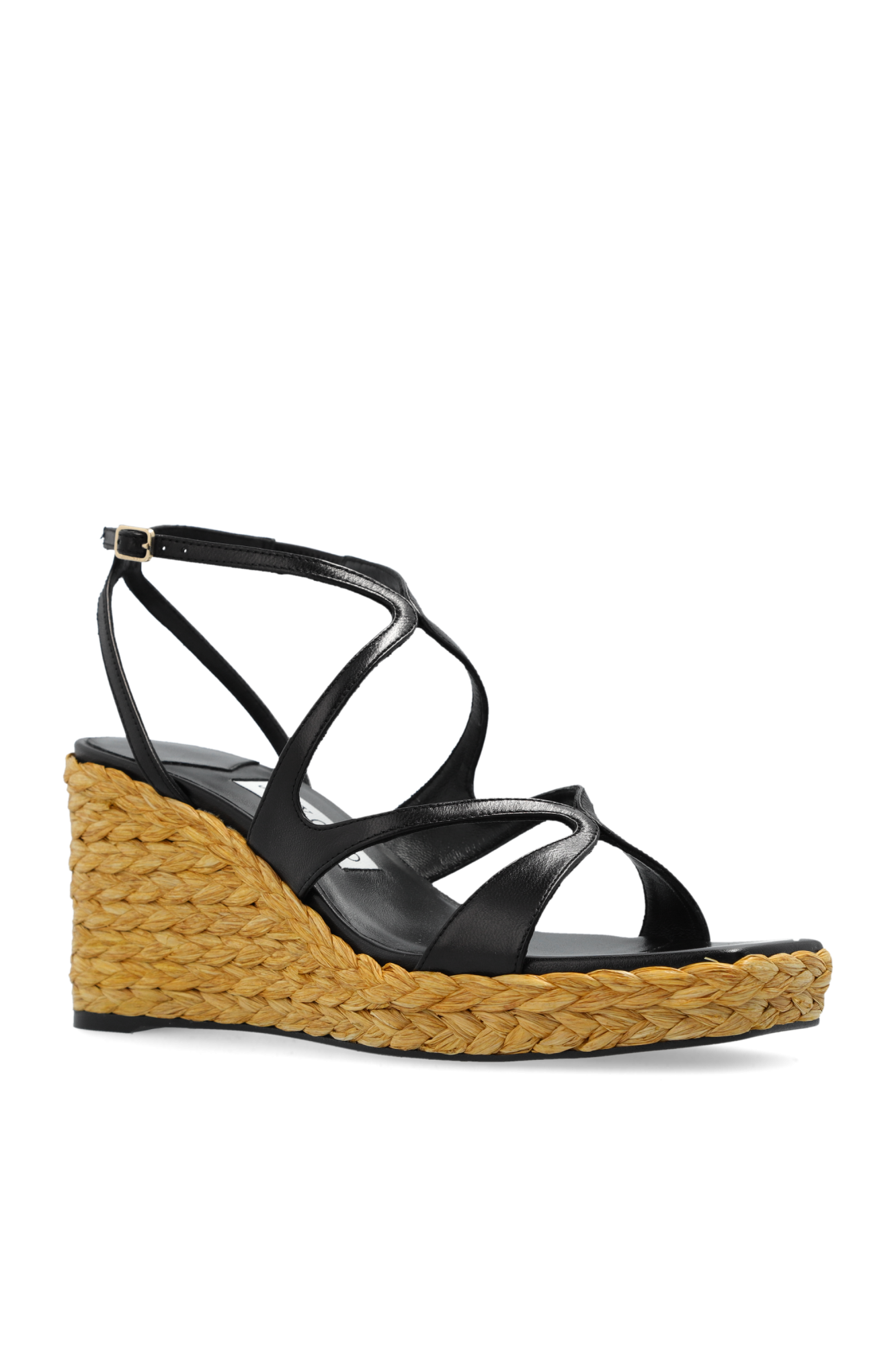 シューズ・サンダルその他 JIMMY CHOO Woman Wedge shoes Black AYLA110CTQ BLACK Ayla 110 leather espadrille wedges in black - Jimmy Choo